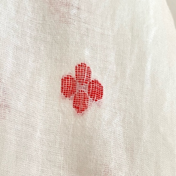 Anaak Delá Embroidered Asymmetrical Ruffle Midi Skirt Rouge Blanc Jamdani 0 XS - Picture 13 of 16